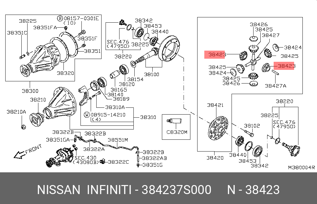 384237S000 NISSAN ШЕСТЕРНЯ