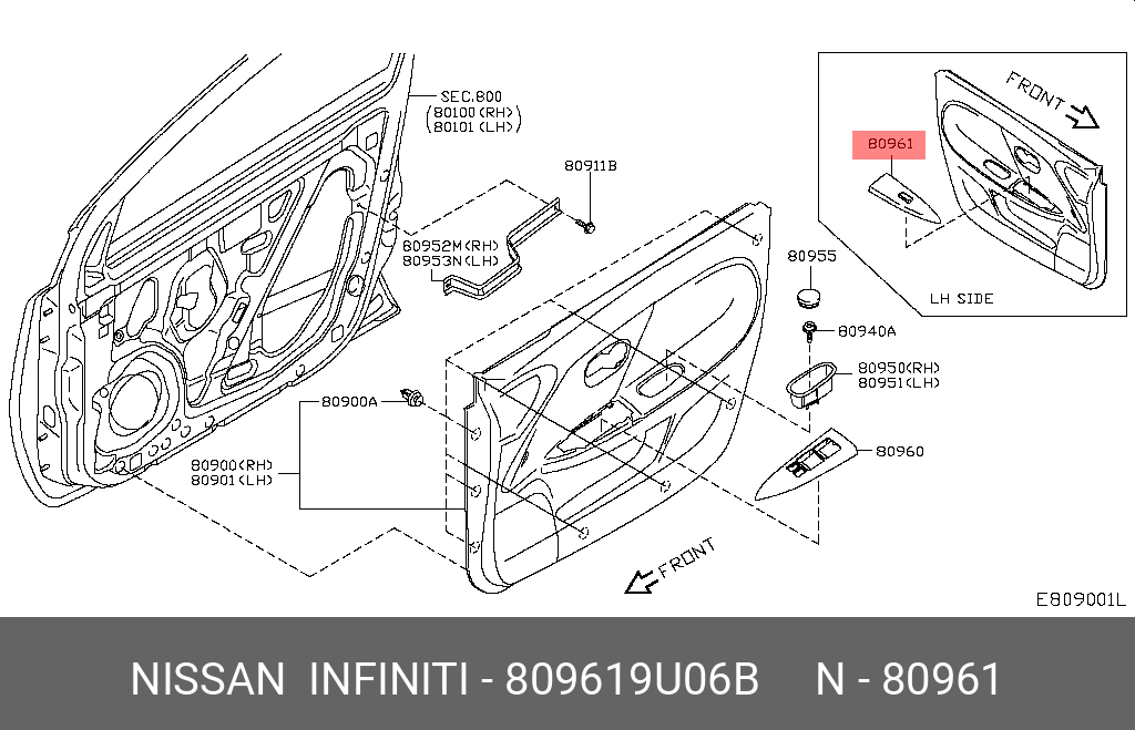 809619U06B NISSAN НАКЛАДКА НА ДВЕРЬ ПО