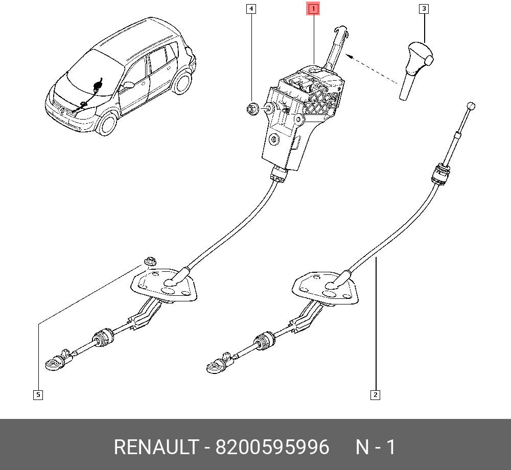 8200595996 RENAULT Рычаг управления акпп купить в интернет-магазине AvtoTO