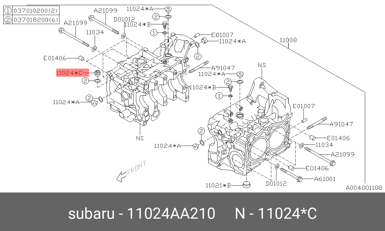 11024AA210 SUBARU ЗАГЛУШКА БЛОКА ЦИЛИНДРОВ