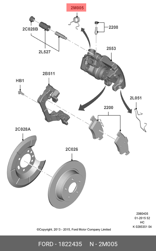 1822435 FORD Комплект пружин заднего суппорта (2шт)