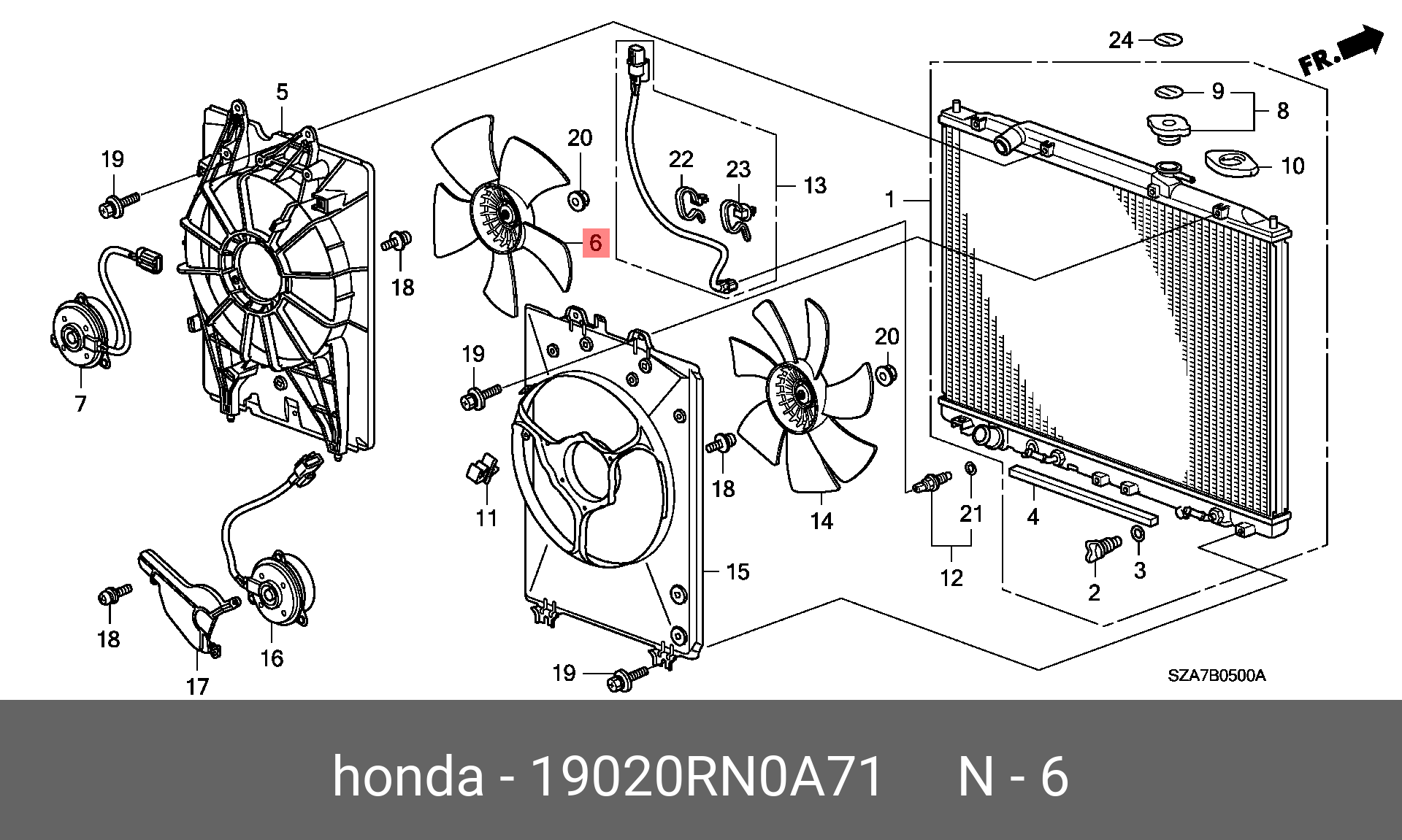 19020RN0A71 HONDA ВЕНТИЛЯТОР РАДИАТОРА ДВИГАТЕЛЯ