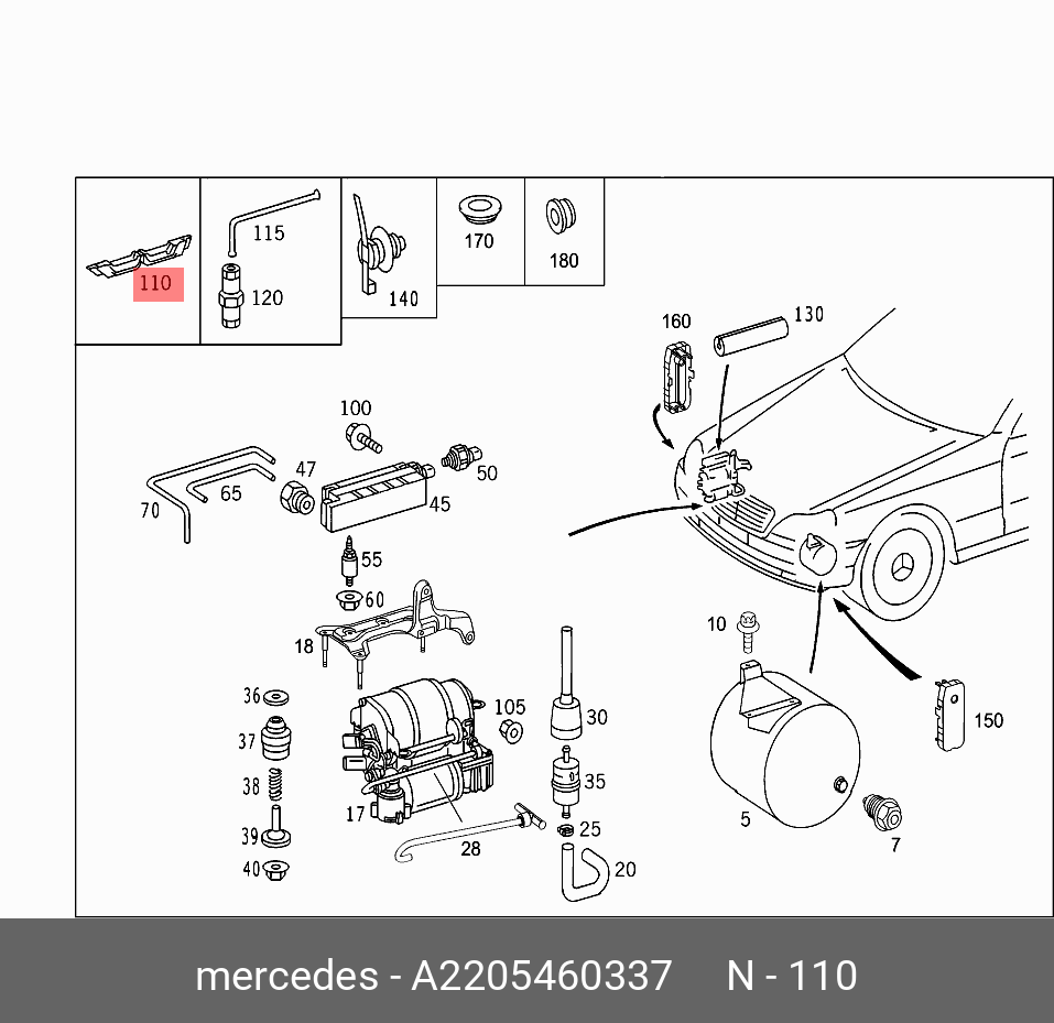 A2205460337 MERCEDES-BENZ ЗАГЛУШКА КРЕПЛЕНИЯ ГЕНЕРАТОРА