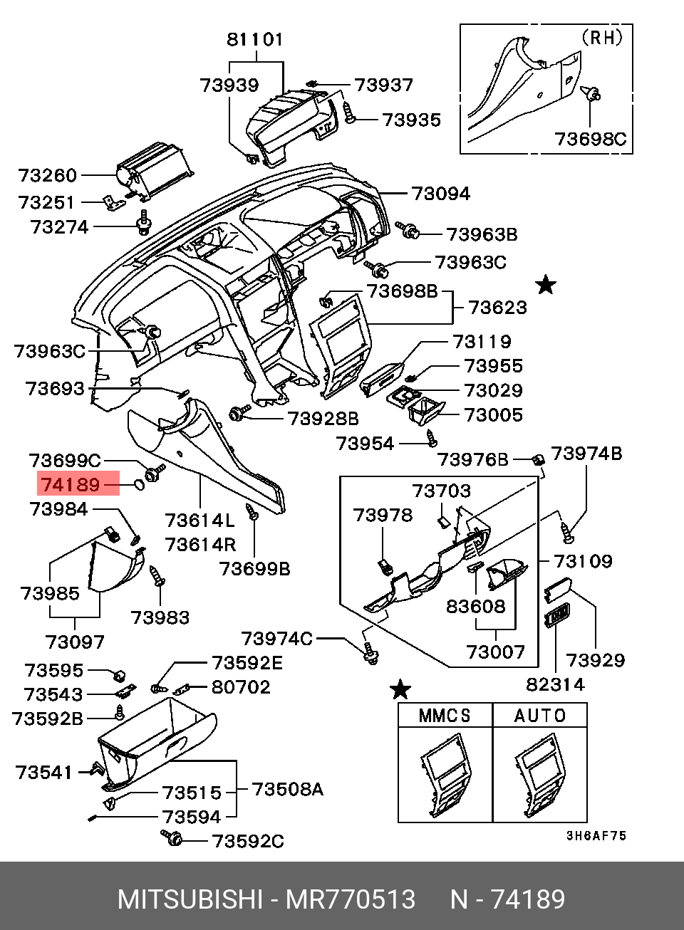 MR770513 MITSUBISHI CAP,FLOOR CONSOLE