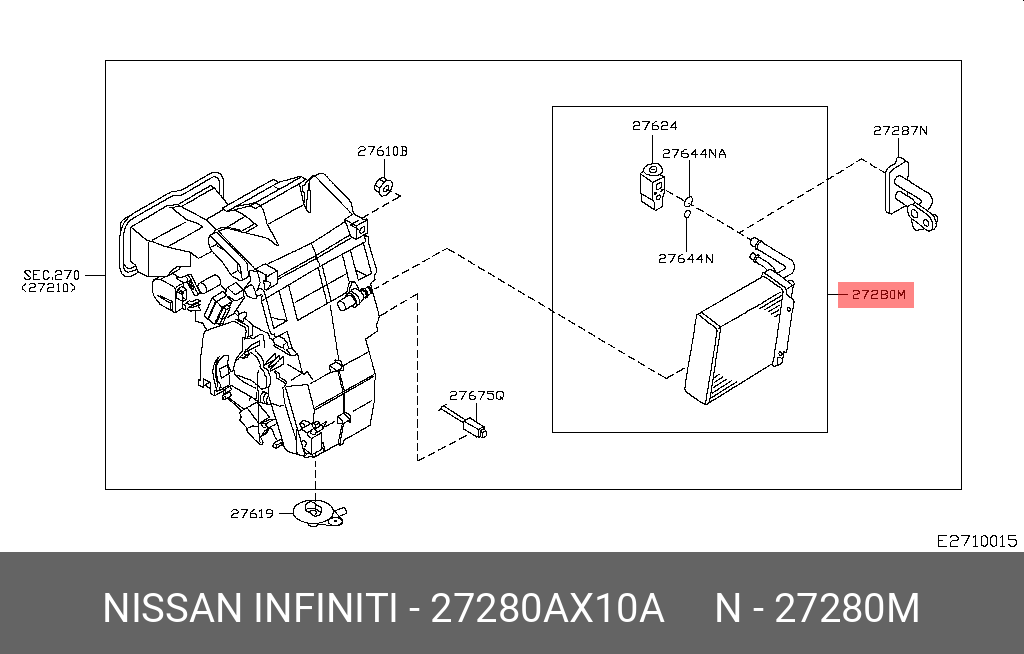 27280AX10A NISSAN EVAPORATOR ASSY-FRONT