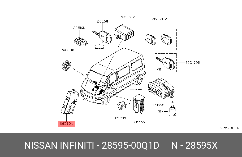 2859500Q1D NISSAN Блок управления иммобилайзером