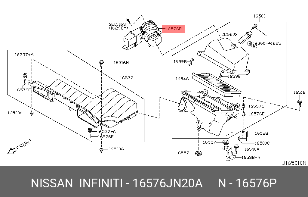 16576JN20A NISSAN Патрубок подачи воздуха в ДВС