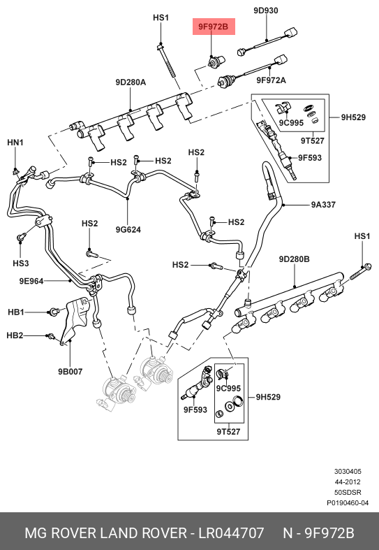 LR044707 LAND ROVER SENSOR - FUEL INJECTOR PRESSURE,SENSOR - FUEL INJECTOR PRESSURE,DRUCKSENSOR - EINSPRITZDUESE