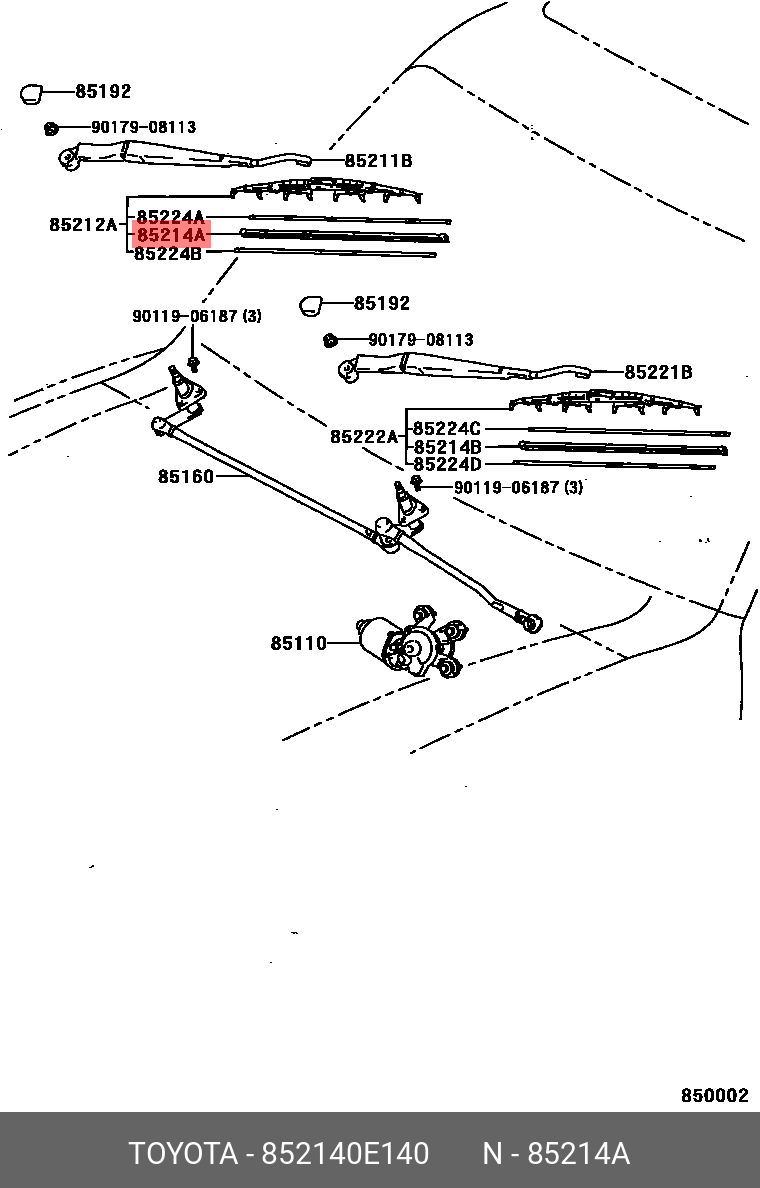 852140E140 TOYOTA РЕЗИНКА СТЕКЛООЧИСТ.