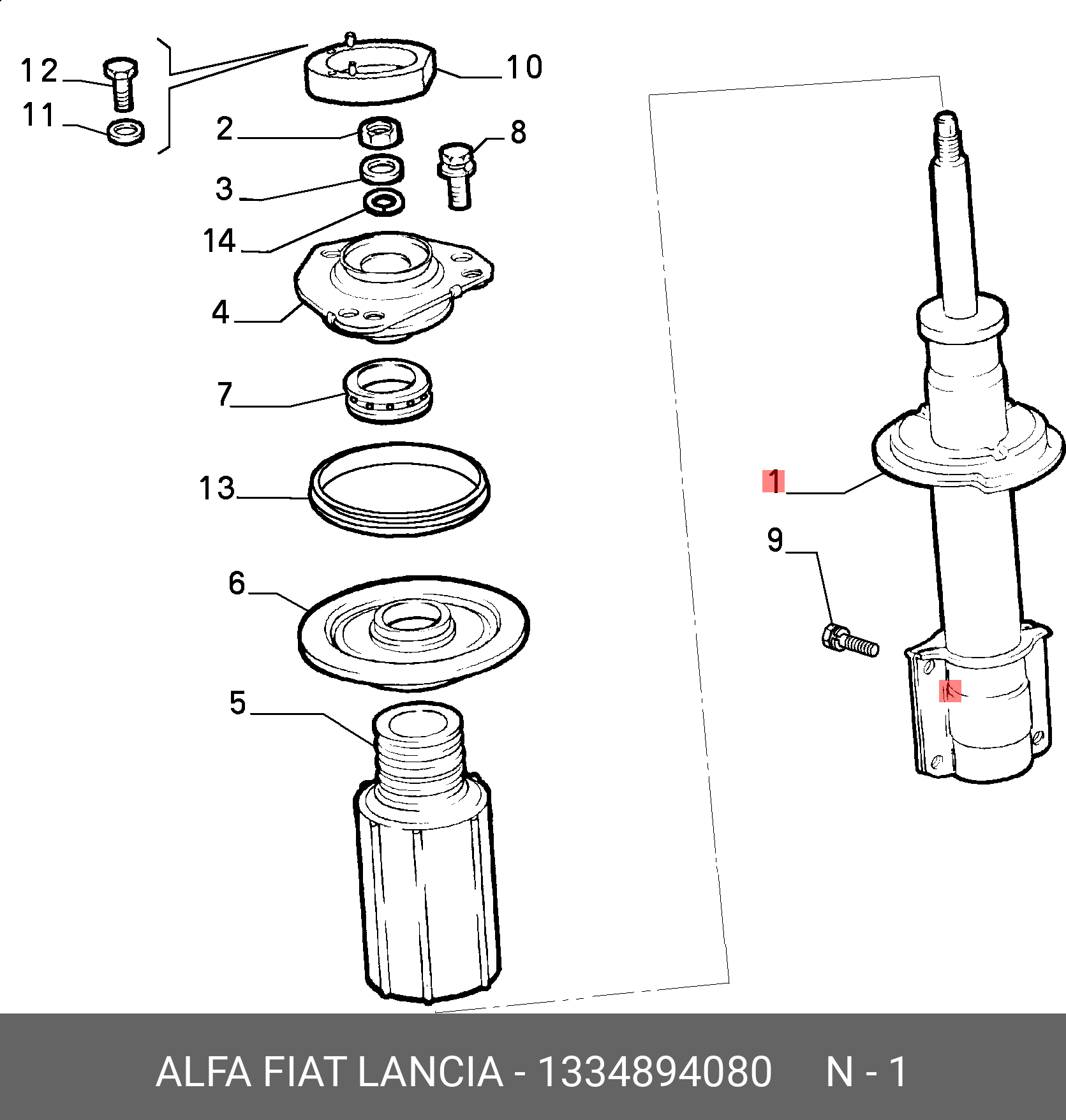 1334894080 FIAT/ALFA/LANCIA Амортизатор