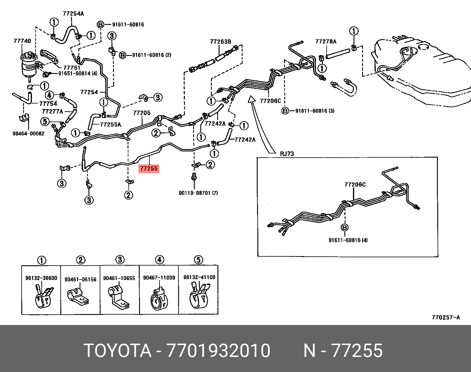 7701932010 TOYOTA TUBE, FUEL EMISSION, NO.2