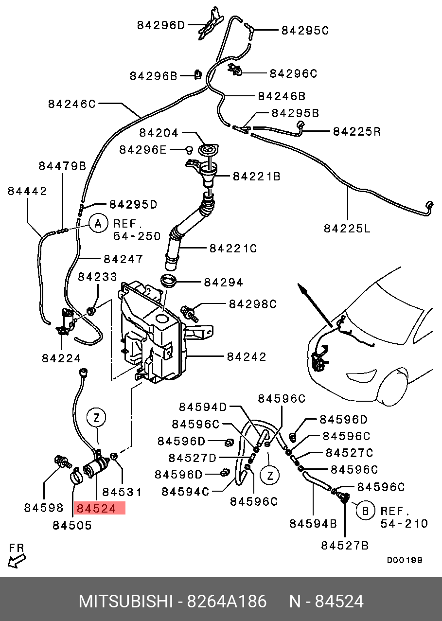 8264A186 MITSUBISHI Мотор омывателя фар 8264A186 MITSUBISHI Мотор омывателя фар