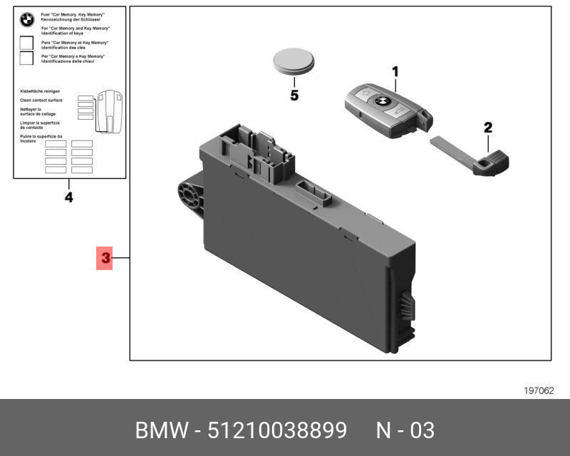51210038899 BMW SATZ SCHLÜSSEL MIT FEM-STEUERGERÄT