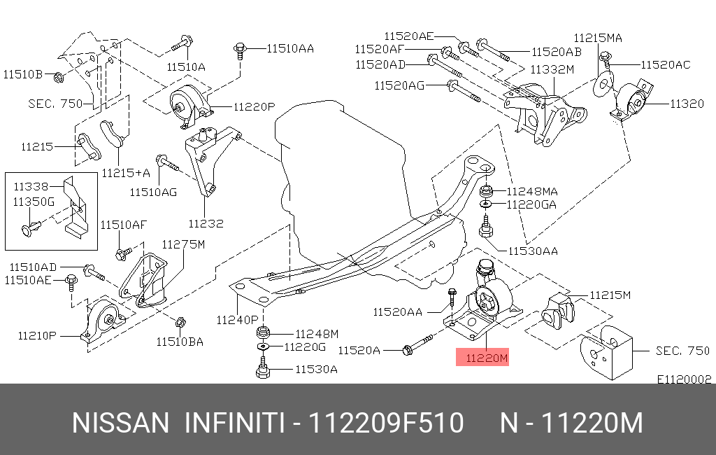 112209F510 NISSAN ПОДУШКА ДВИГАТЕЛЯ
