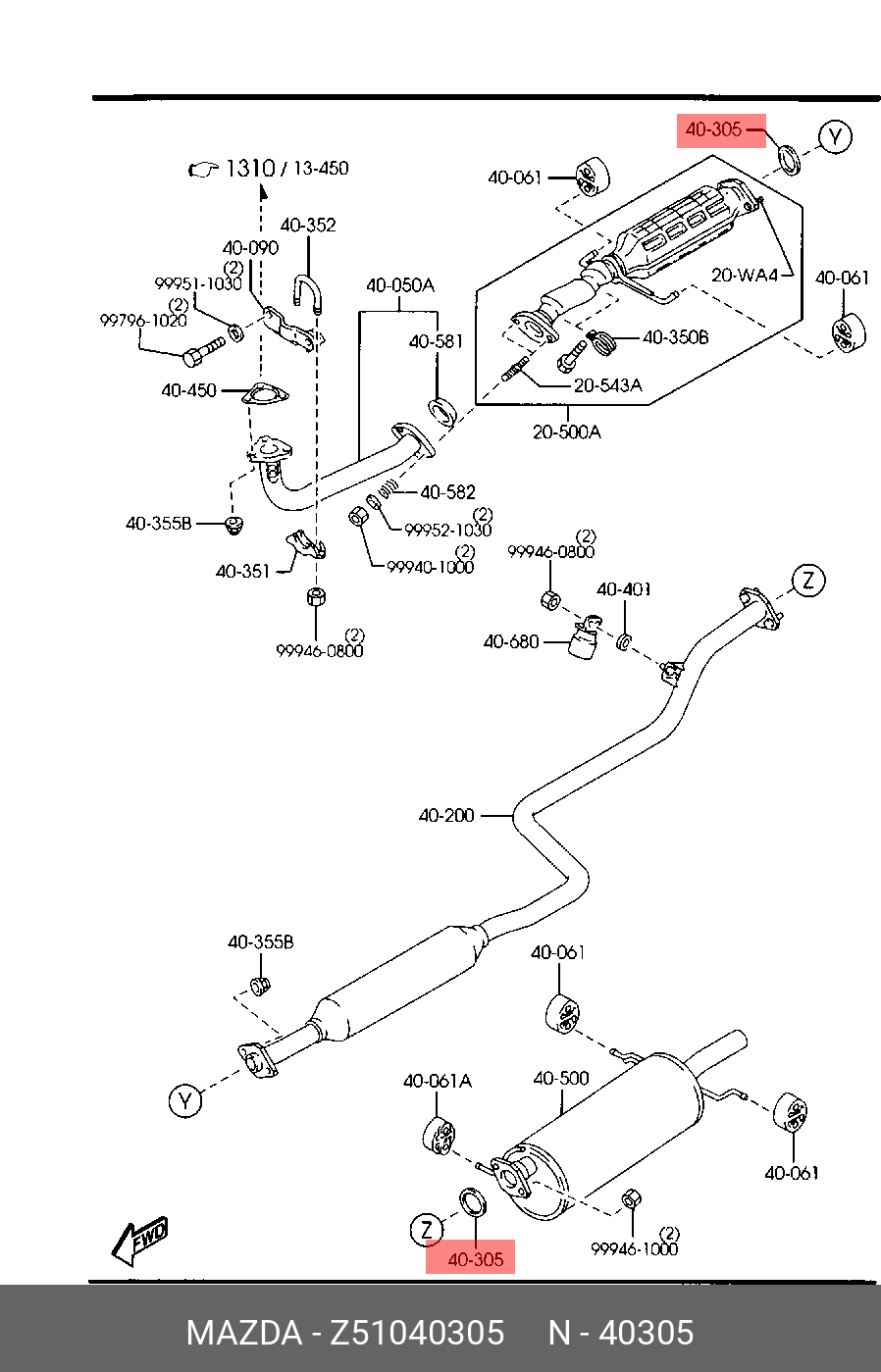 Z51040305 MAZDA Прокладка, труба выхлопного газа купить в интернет-магазине  AvtoTO