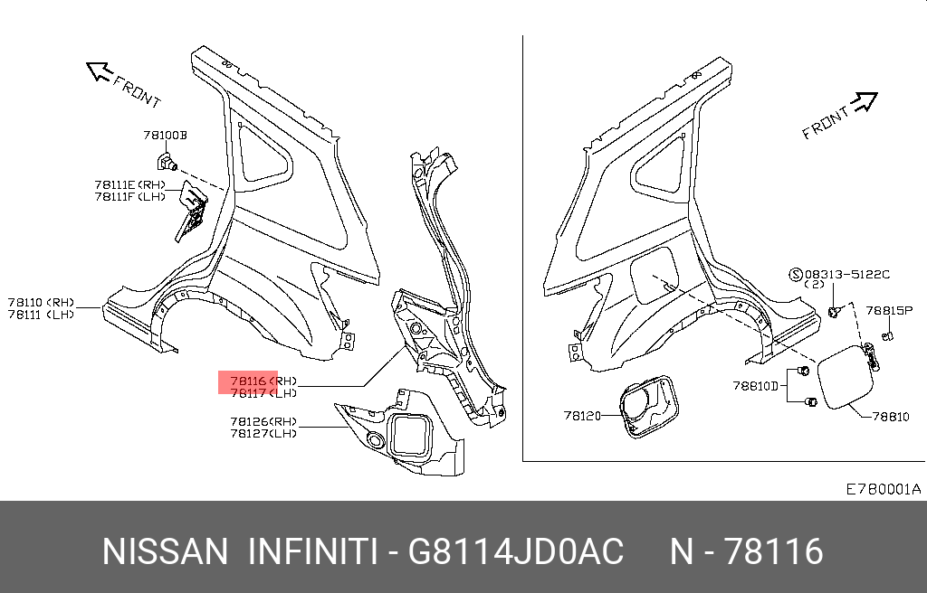 G8114JD0AC NISSAN ПАНЕЛЬ КУЗОВА ЗАДНЯЯ