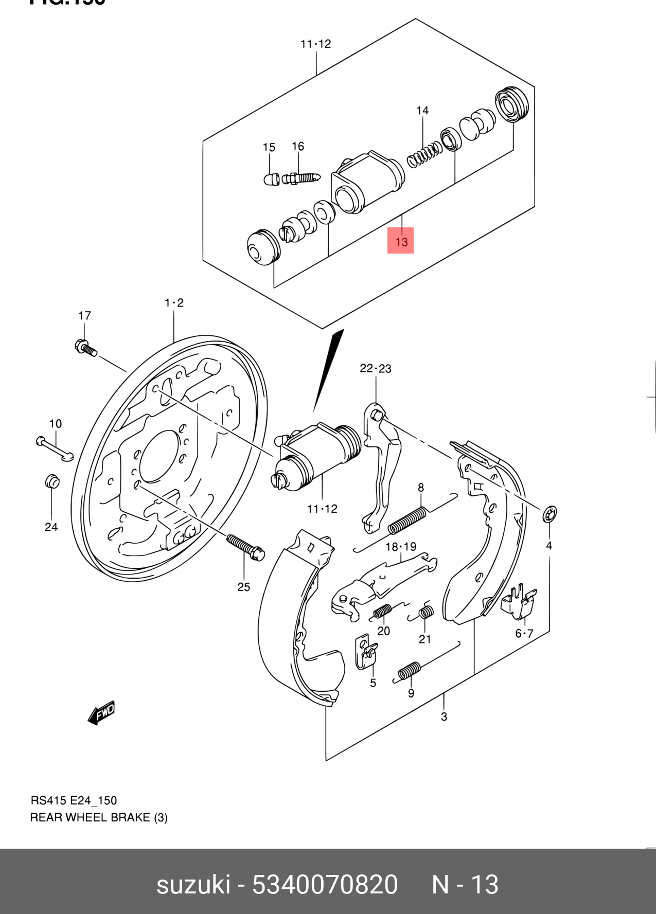 5340070820 SUZUKI Ремкомплект, колесный тормозной цилиндр
