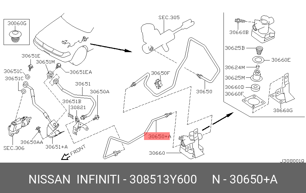 308513Y600 NISSAN Трубка привода сцепления