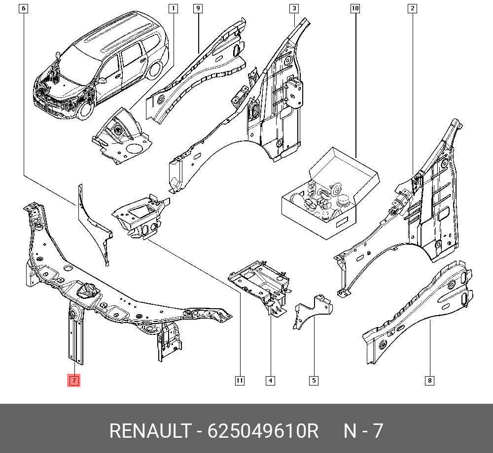 625049610R RENAULT STRUCTURE FACE AV ASS (предоплата 100%, отказ невозможен, возврат по гарантии)