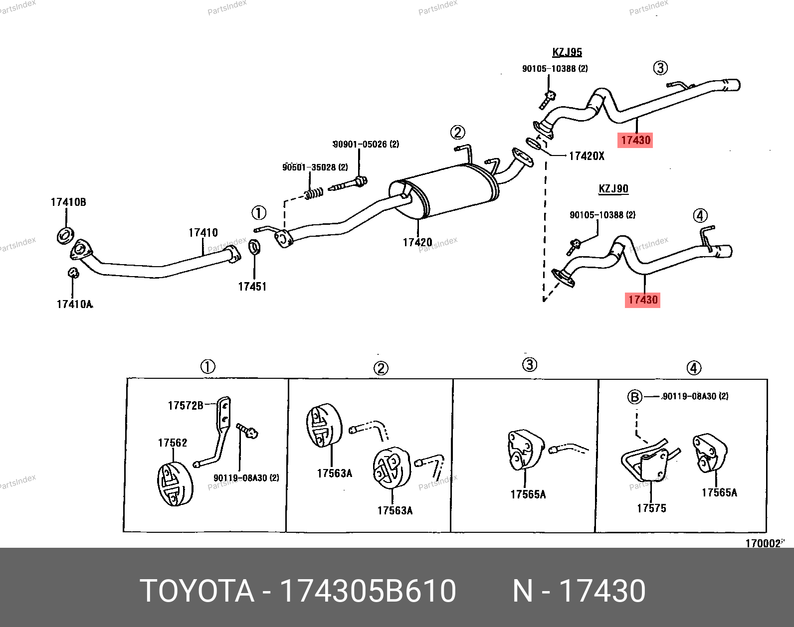 174305B610 TOYOTA ТРУБА ВЫХЛОПНАЯ