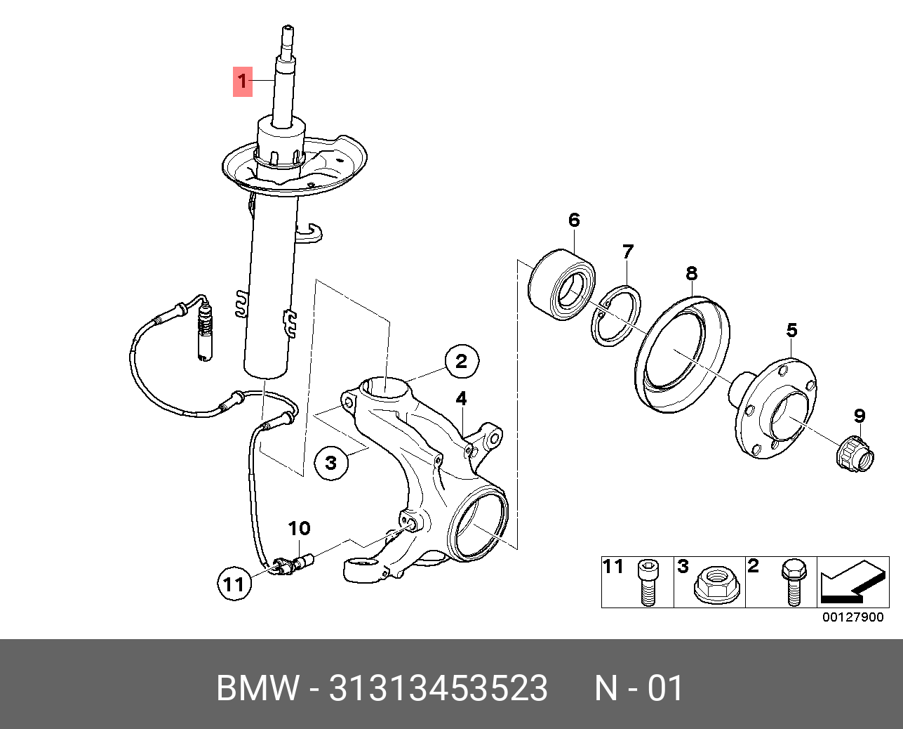 31313453523 BMW Амортизационная стойка Л Пд