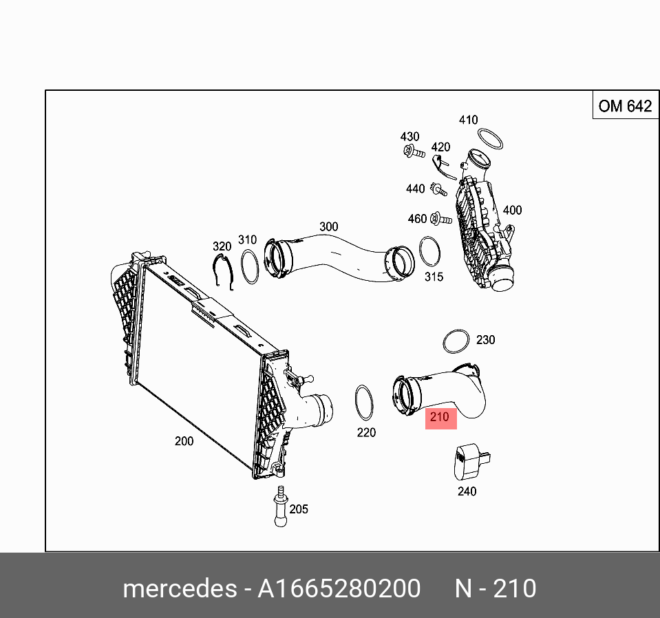 A1665280200 MERCEDES-BENZ ШЛАНГ ИНТЕРКУЛЕРА