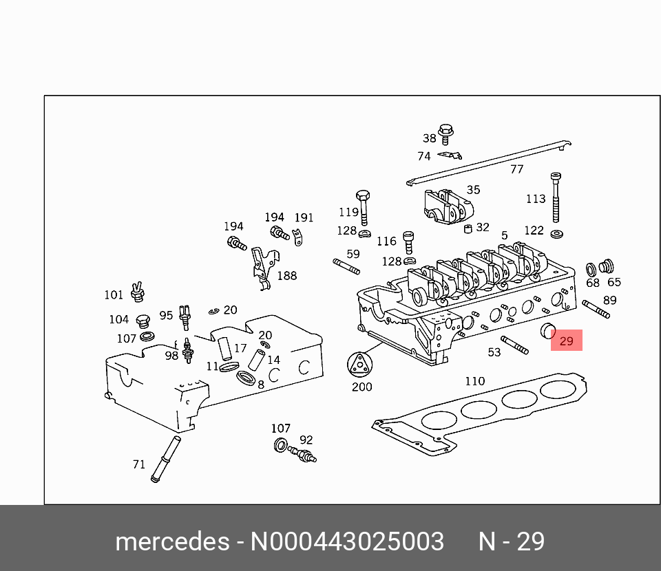 N000443025003 MERCEDES-BENZ Пробка антифриза