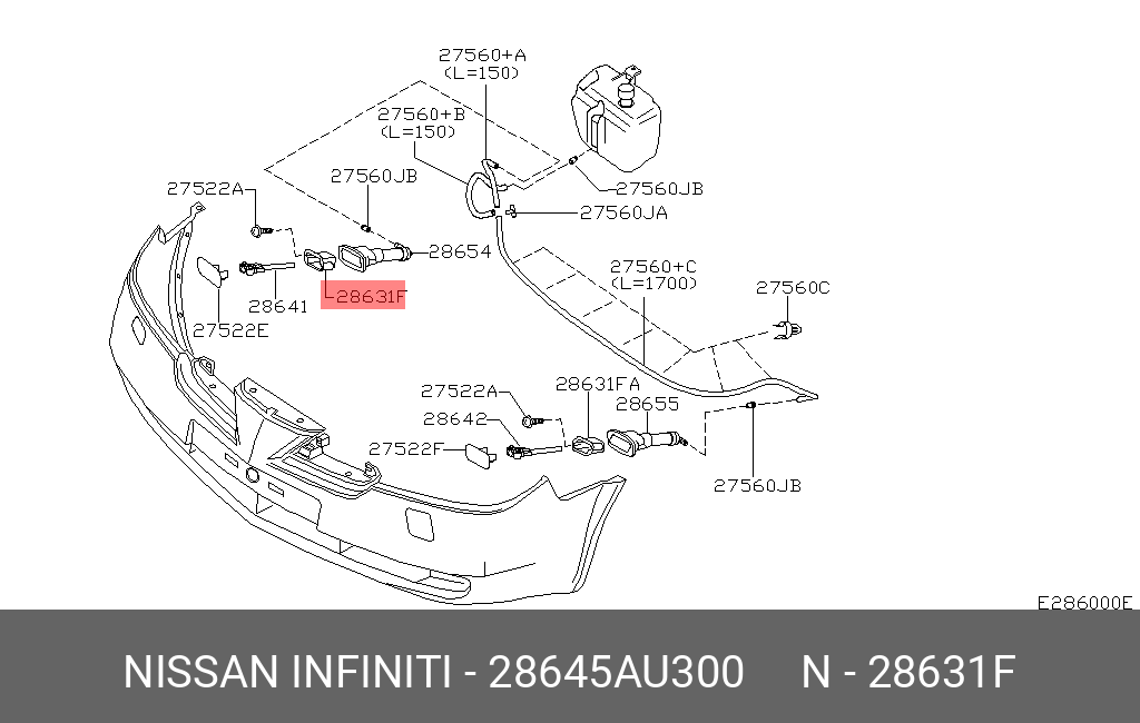 28645AU300 NISSAN КРОНШТЕЙН ПЛАСТИКОВЫЙ
