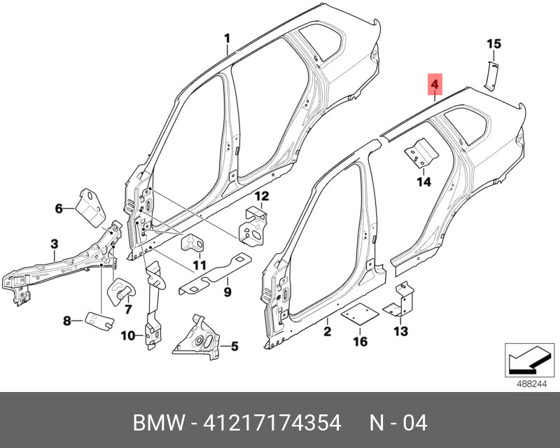 41217174354 BMW Боковина П Зд