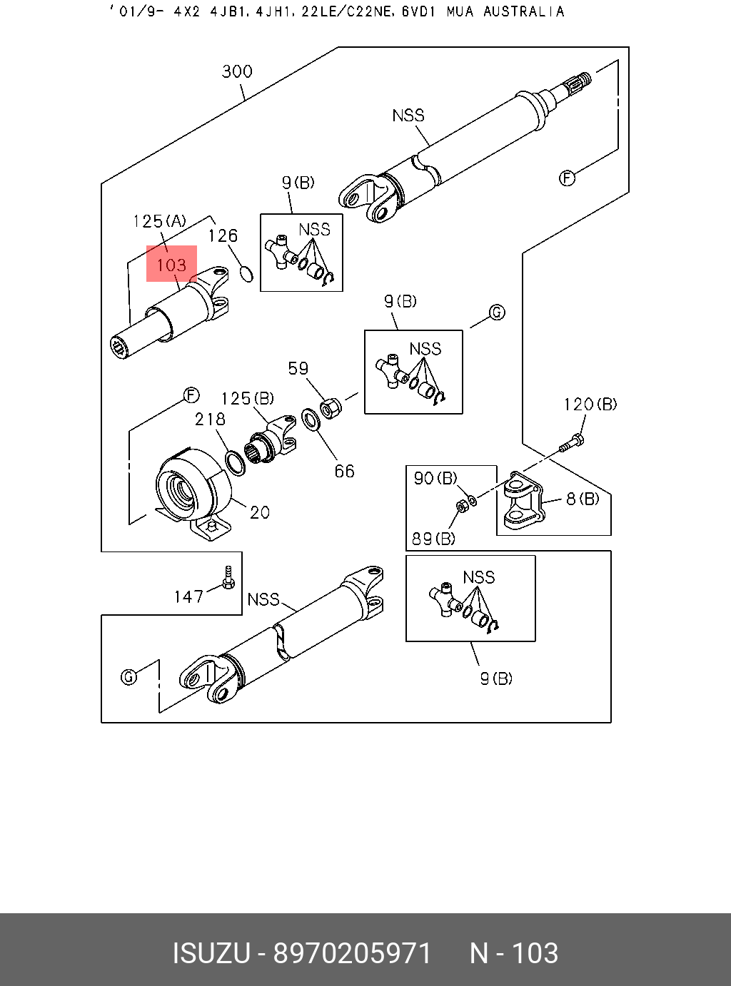 8970205971 ISUZU BOOT; PROP SHAFT