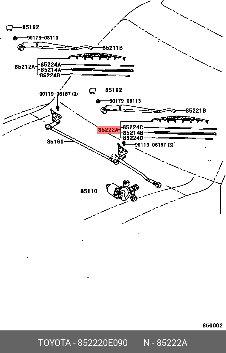 852220E090 TOYOTA Щетка стеклоочистите