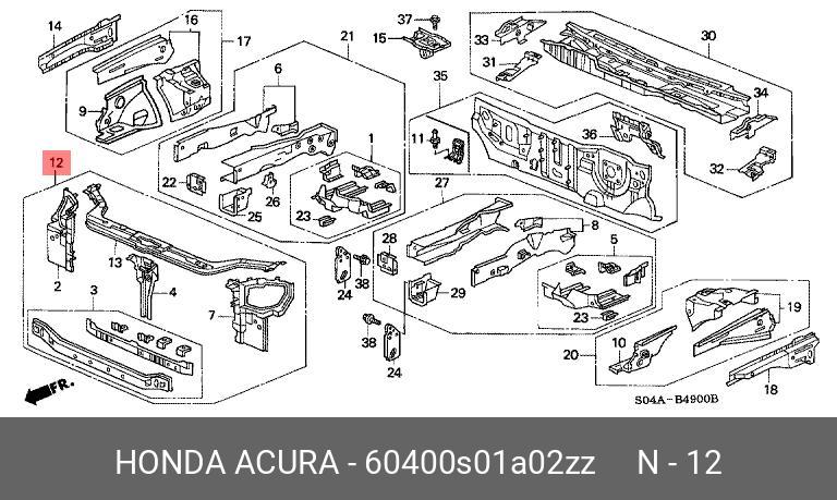 60400S01A02ZZ HONDA Облицовка передка