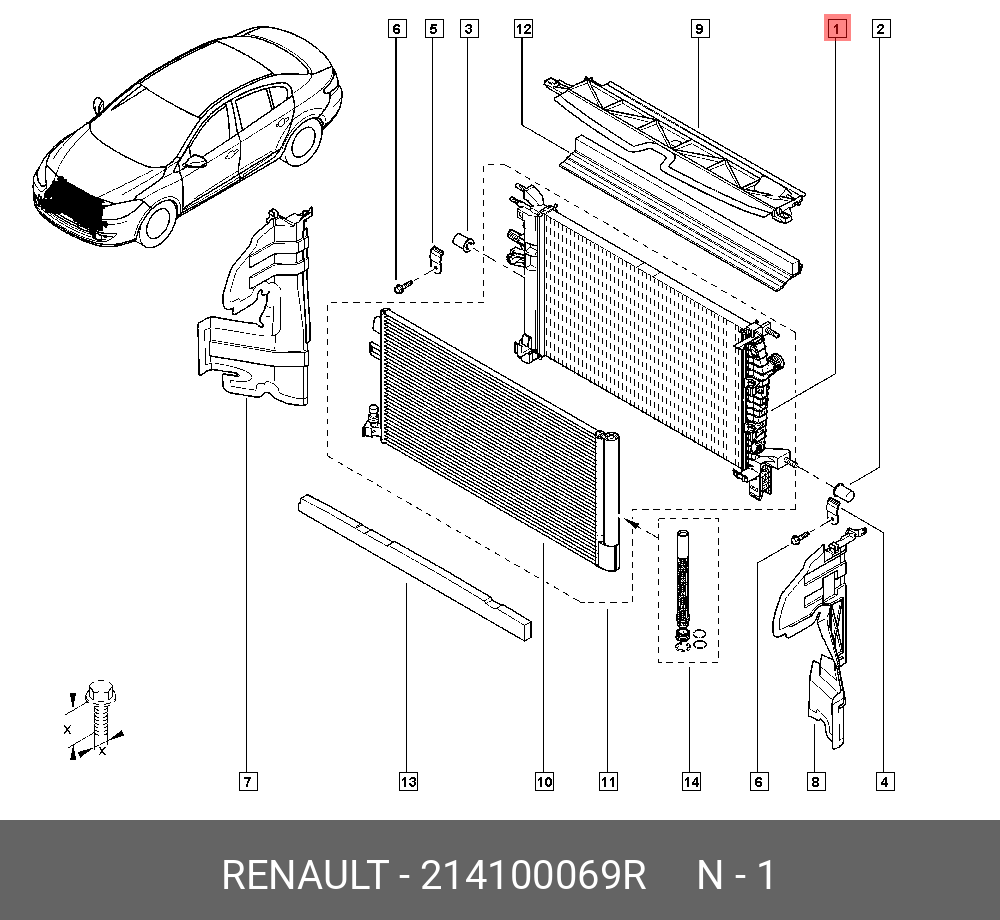 214100069R RENAULT РАДИАТОР
