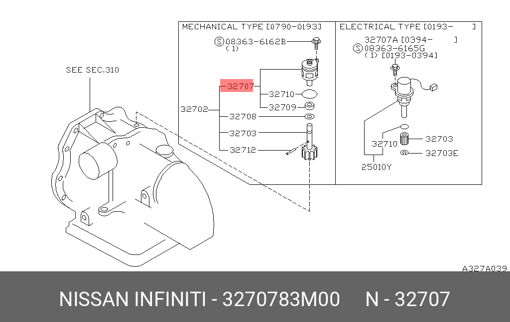 3270783M00 NISSAN SLEEVE ASSY-SPEEDOMETER PINION