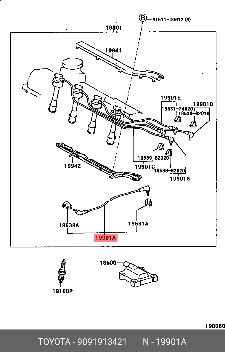 9091913421 TOYOTA Провод
