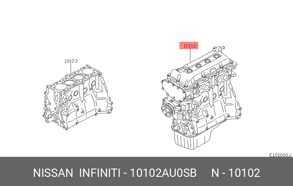 10102AU0SB NISSAN ENGINE ASSY-BARE