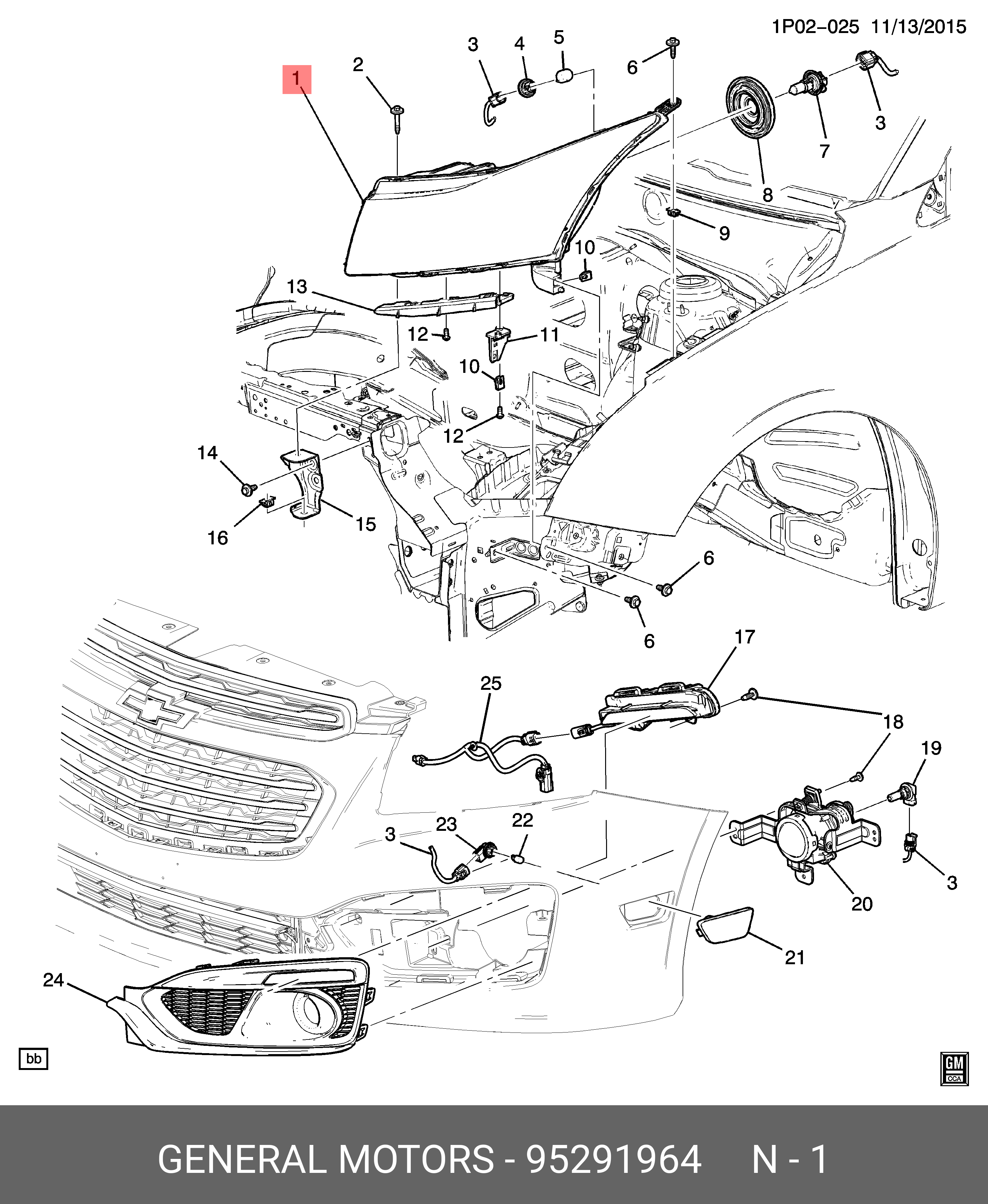 95291964 GENERAL MOTORS Фара головного света
