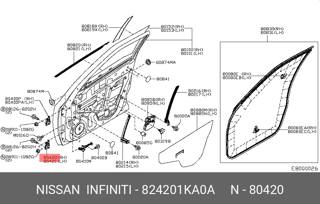 824201KA0A NISSAN ПЕТЛЯ ДВЕРИ