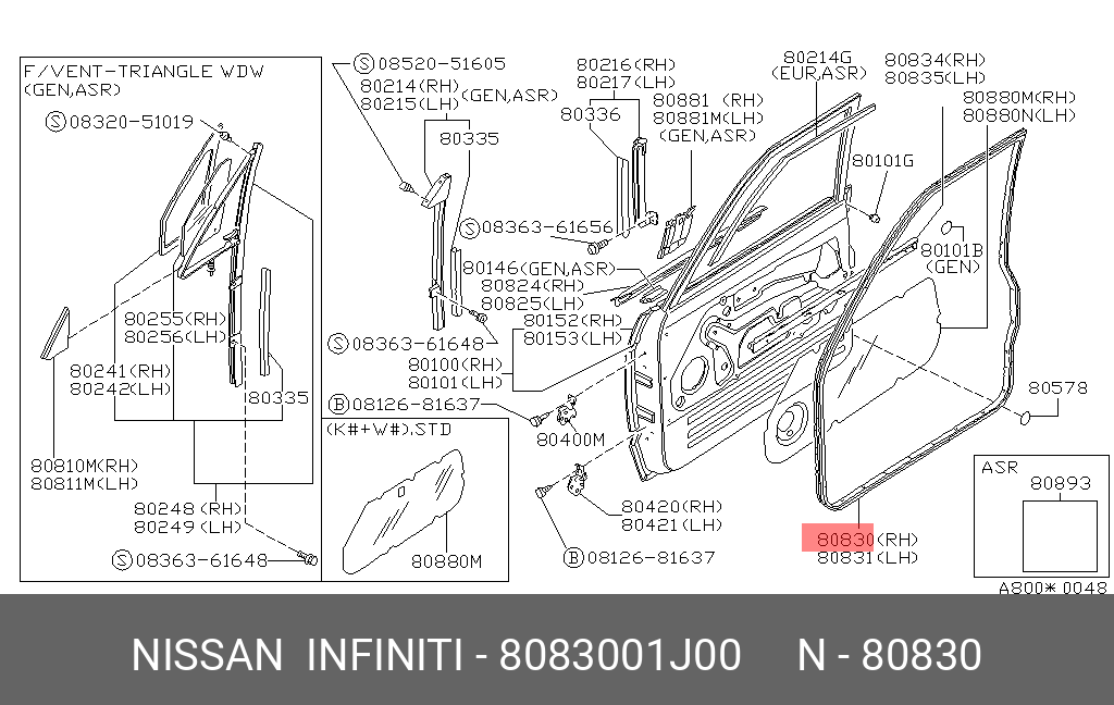 8083001J00 NISSAN КУЗОВНОЙ УПЛОТНИТЕЛЬ