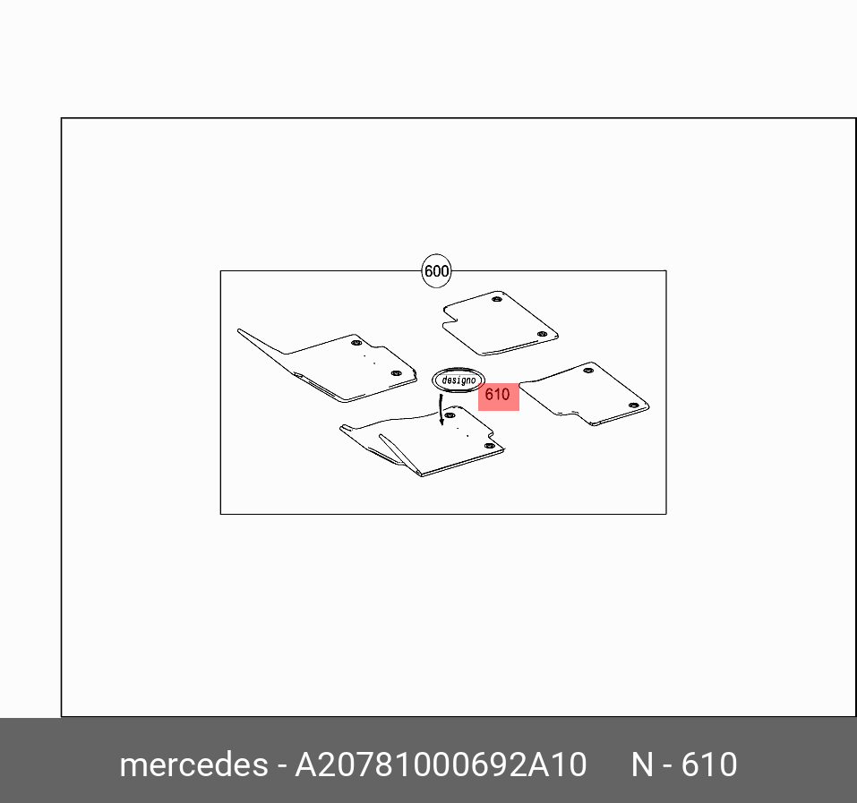 A20781000692A10 MERCEDES-BENZ ТАБЛИЧКА КОВРИКА ДЕКОРАТИВНАЯ