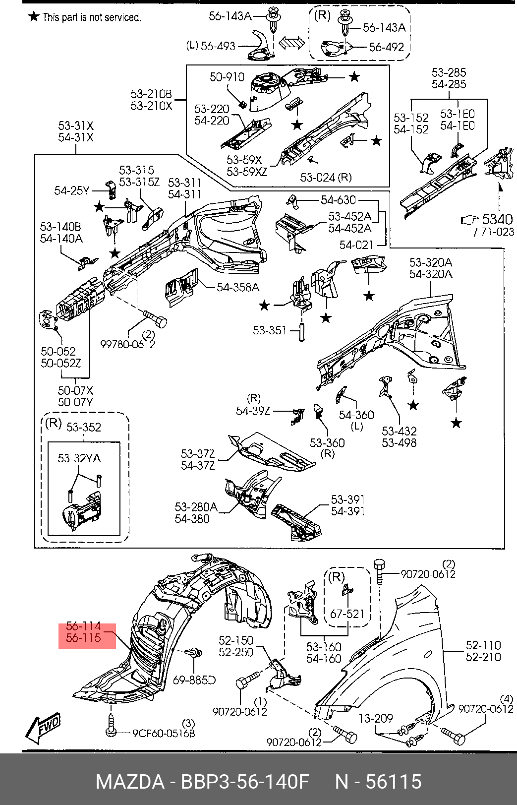 BBP356140F MAZDA Подкрылок передний левый BBP356140F MAZDA Подкрылок передний левый