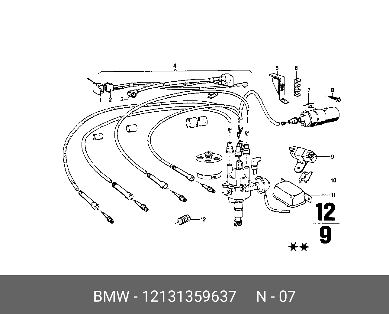 12131359637 BMW Катушка зажигания,ZÜNDSPULE,Ignition Coil