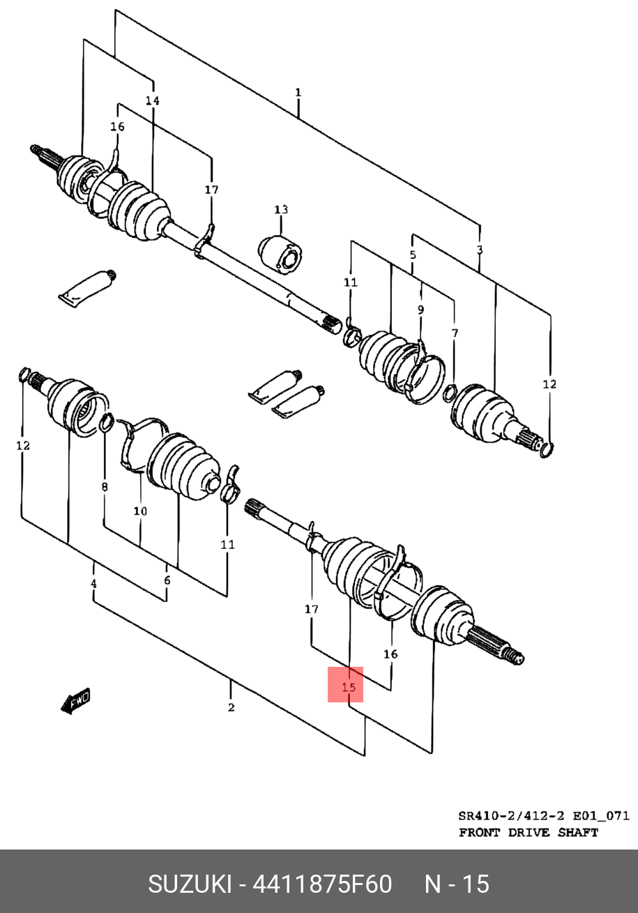 4411875F60 SUZUKI Комплект пылника, приводной вал