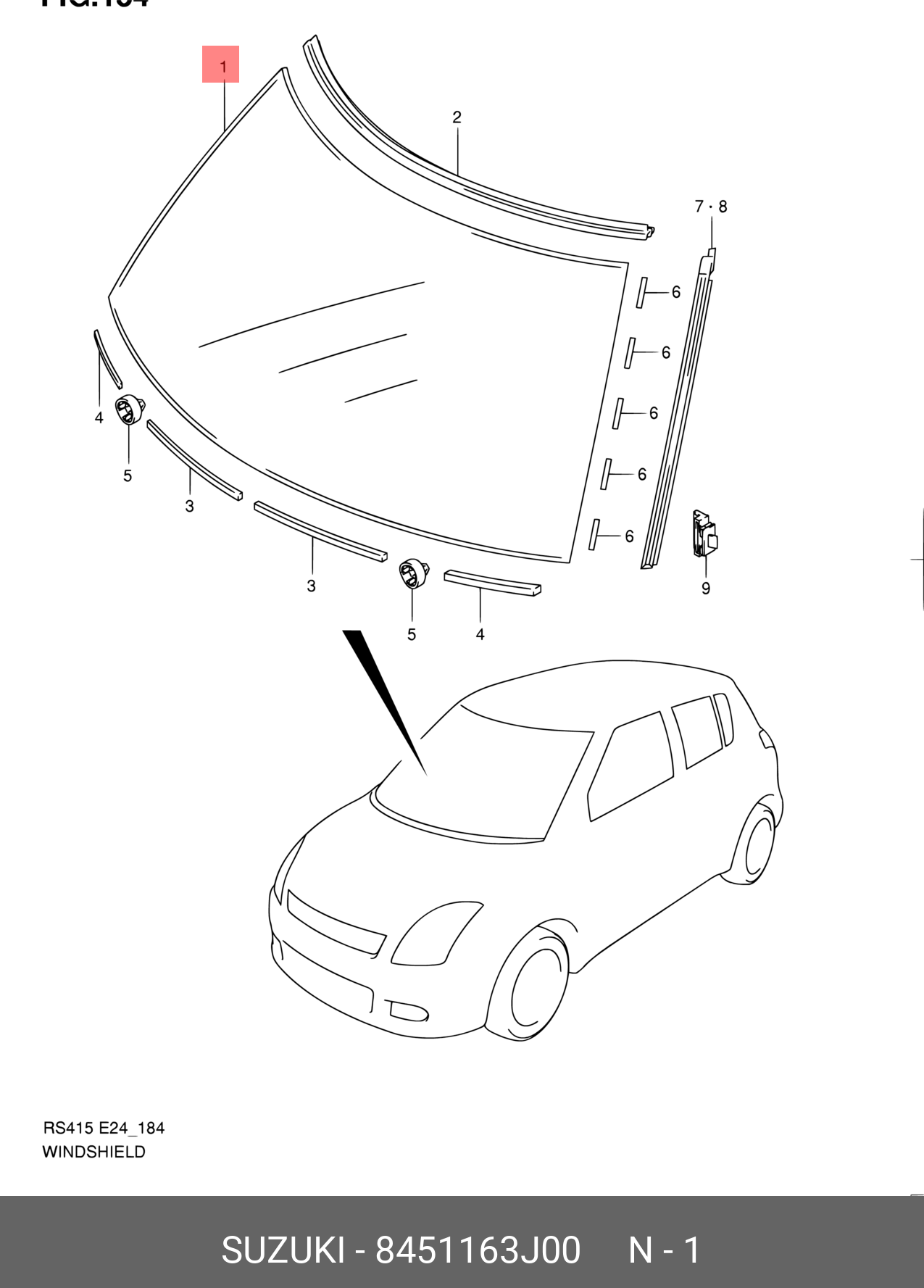 8451163J00 SUZUKI Стекло лобовое
