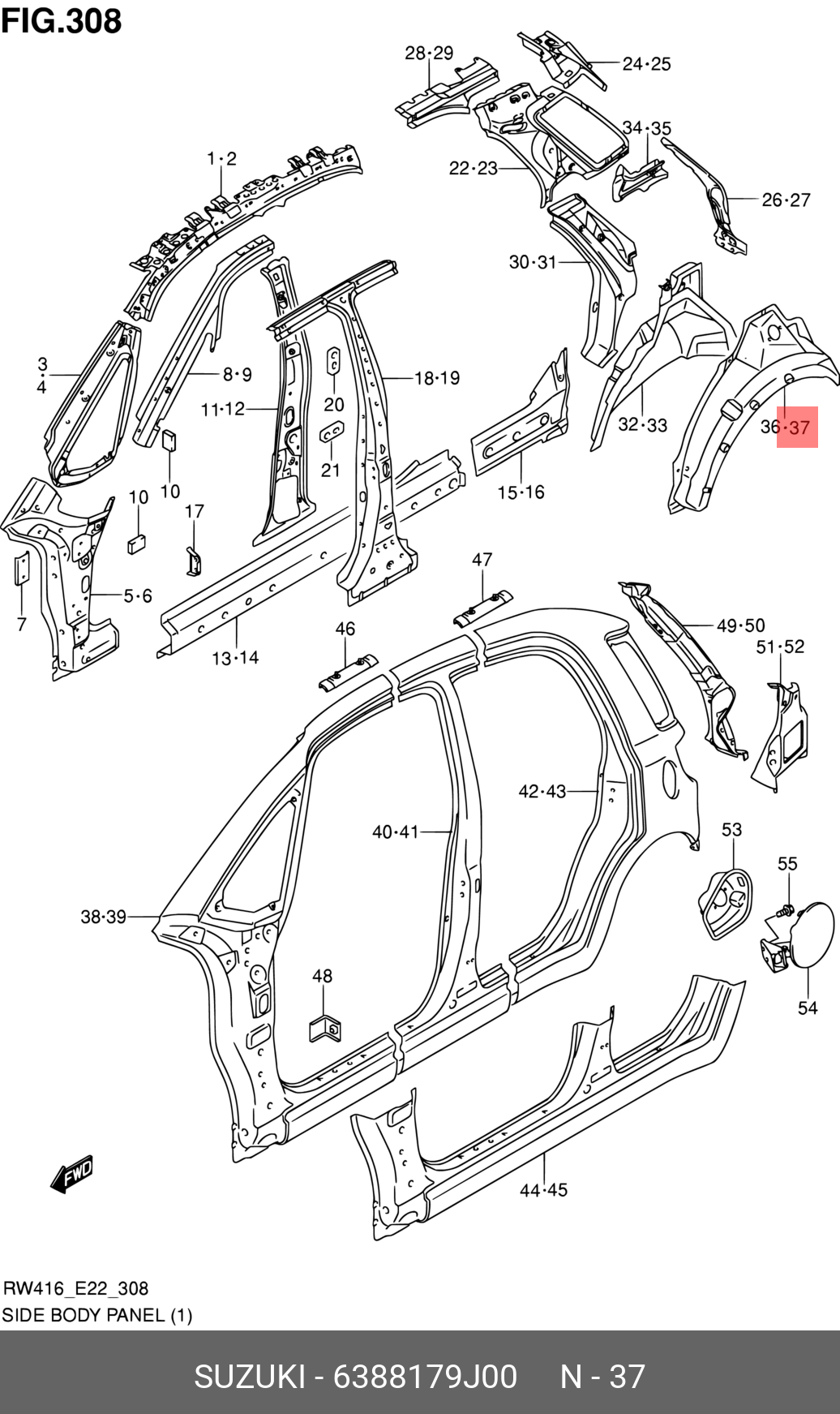 6388179J00 SUZUKI АРКА КОЛЕСА