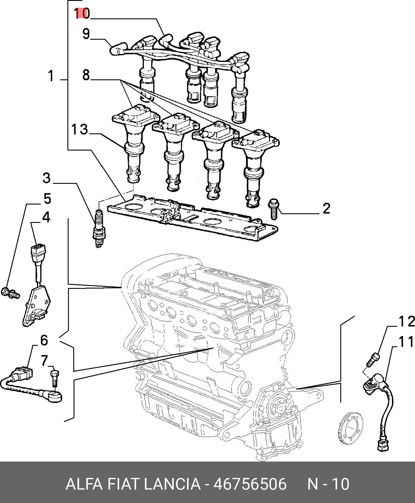46756506 FIAT/ALFA/LANCIA Комплект проводов зажигания