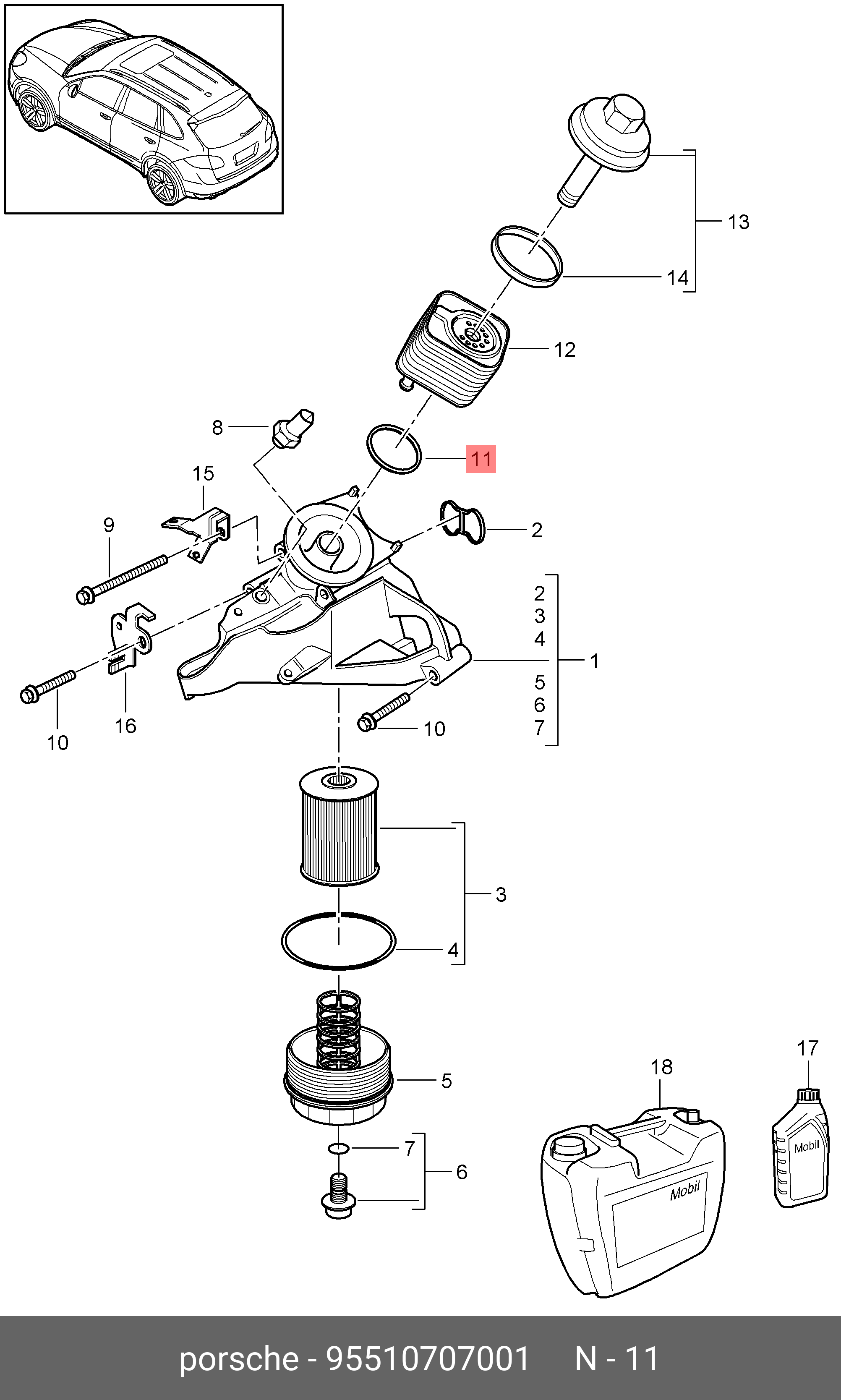 95510707001 PORSCHE Уплотнительное кольцо
