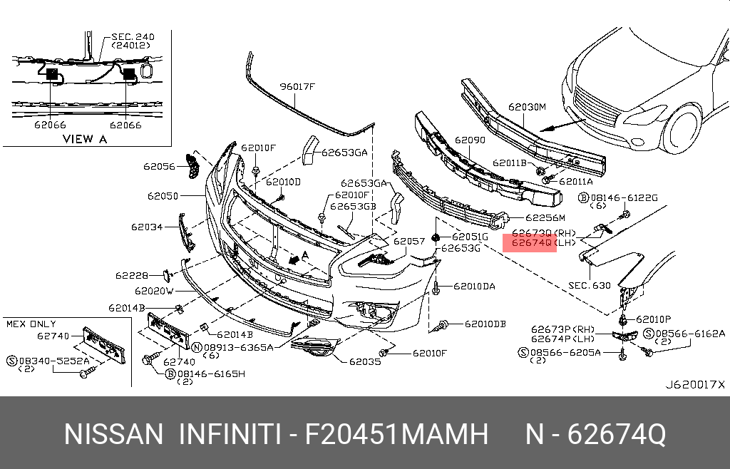 F20451MAMH NISSAN КРОНШТЕЙН БАМПЕРА
