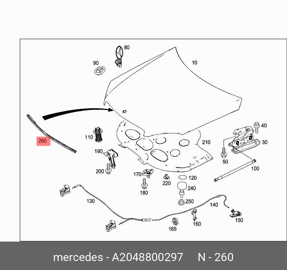 A2048800297 MERCEDES-BENZ УПЛОТНЕНИЕ КАПОТА A2048800297 MERCEDES-BENZ УПЛОТНЕНИЕ КАПОТА