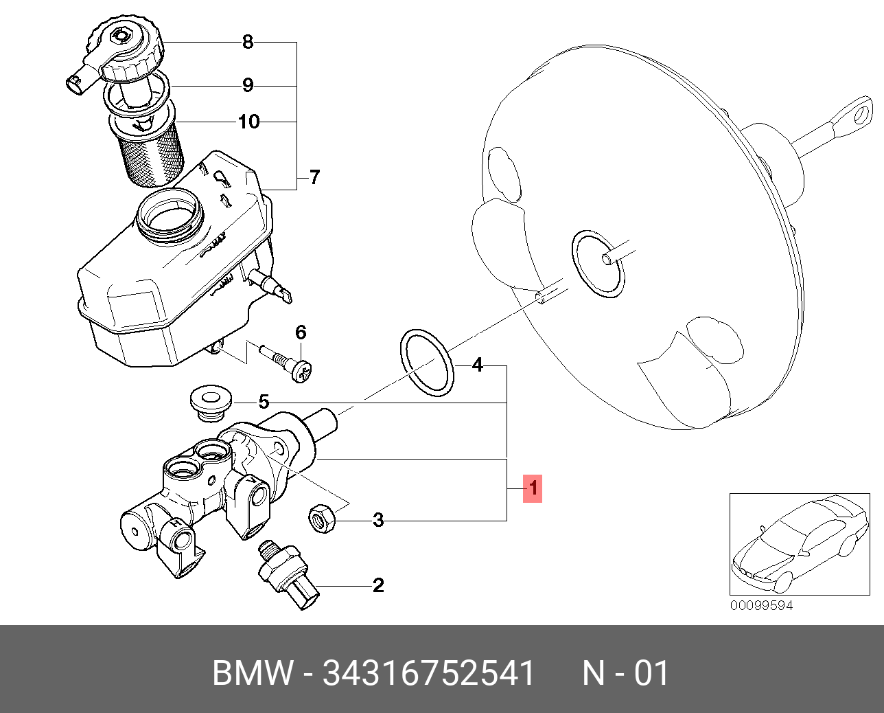 34316752541 BMW Главный тормозной цилиндр